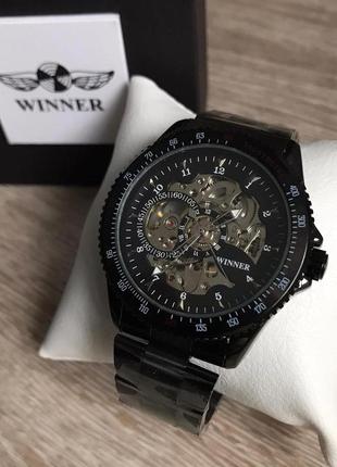 Стильний чоловічий механічний наручний годинник winner, оригінальний годинник для чоловіків з прозорим механізмом2 фото