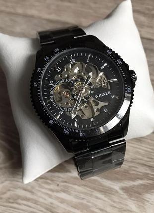 Стильний чоловічий механічний наручний годинник winner, оригінальний годинник для чоловіків з прозорим механізмом