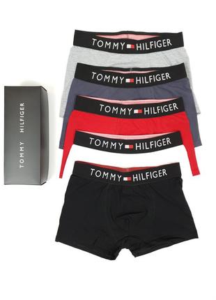 Мужское нижнее белье набор 5шт tommy hilfiger. комплект трусов мужских в коробке на подарок томми хилфигер5 фото