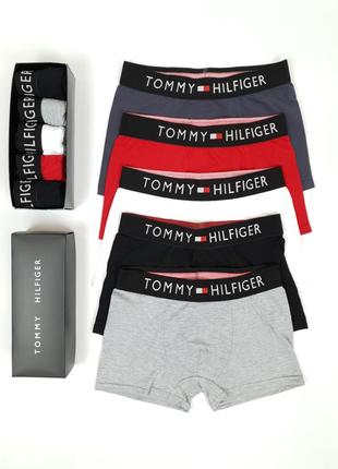 Мужское нижнее белье набор 5шт tommy hilfiger. комплект трусов мужских в коробке на подарок томми хилфигер9 фото