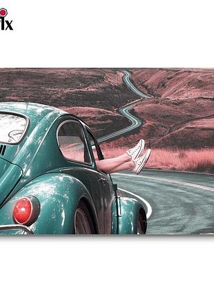 Настінний постер із дерева панно на стіну thegravix "авто жук" 57x37 cm