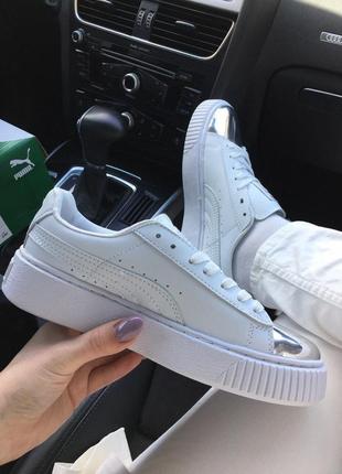 Кросівки кеді puma suede creeper white/chrom кросівки, кеди1 фото