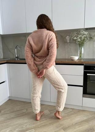 Костюм теплый домашний, пижама теплая, размер m, бежевый4 фото