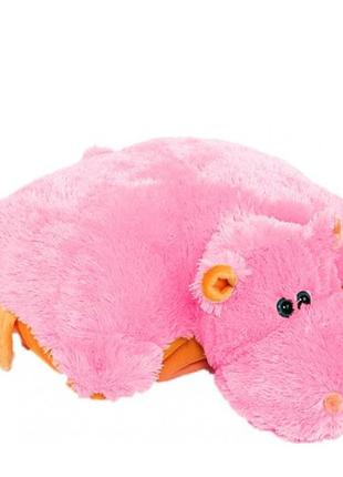 Игрушка-подушка, мягкая игрушка, декоративная подушка бегемот 55 см, розовый, другие цвета. украина