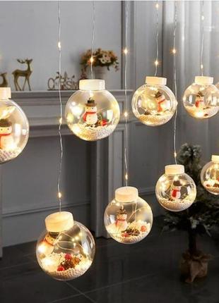 Гирлянда xmas ww-1 copper curtain ball lamp 7258 снеговик, теплый белый свет - топ продаж!