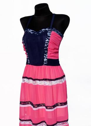 Суперцена. стильные шифоновые макси платья. розовый неон. новое, р. s, m2 фото