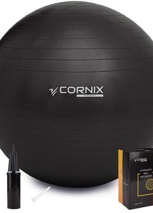 М'яч для фітнесу (фітбол) cornix 55 см anti-burst xr-0014 black