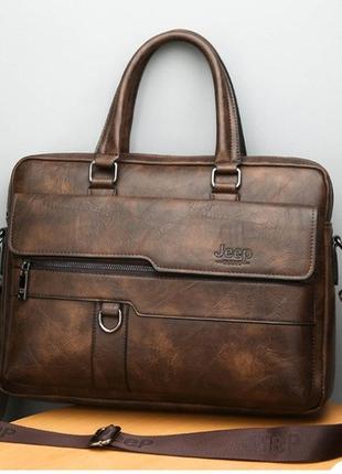 Классическая мужская офисная сумка для документов джип, качественный мужской деловой портфель для бумаг jeep1 фото