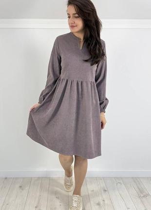Женское вельветовое платье свободного кроя 5 цветов3 фото