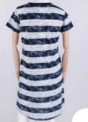 Стильная длинная футболка туника платье в полоску с надписью большой размер батал4 фото