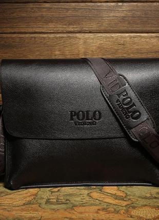 Чоловіча офісна сумка для документів polo, якісний діловий портфель для чоловіків поло, коричневий