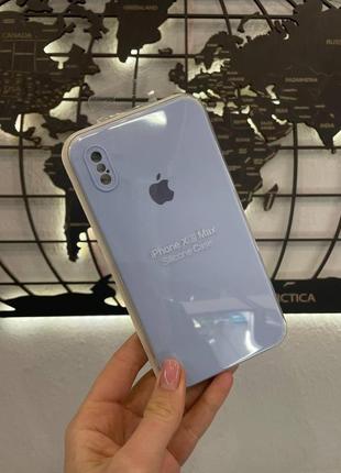 Чохол з квадратними бортами silicone case для iphone xs case, якісний чохол з мікрофіброю для айфон хс макс