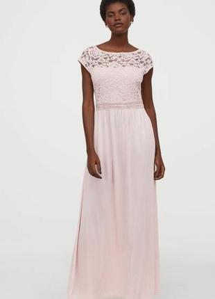 Брендовое платье с кружевом длинное макси от h&m