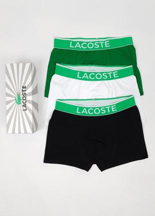 Боксери чоловічі 3шт lacoste. білизна спідня комплект трусів лакосте. чоловічі боксери бренд у коробці 3шт5 фото