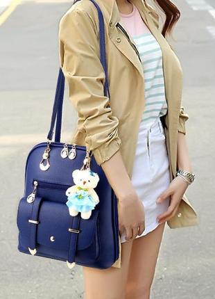 Детский рюкзачок сумка с брелком, подростковый рюкзак сумочка для девочки9 фото