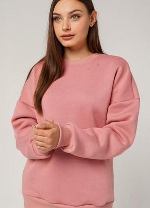 Світшот жіночий oversize з начесом (хлопок, футер) — темно-рожевий колір, розм. s, l, xl