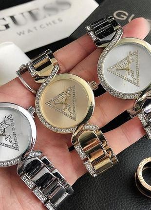 Стильные женские наручные часы guess, качественные модные часы с камушками для девушки