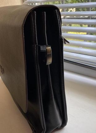 Мужской стильный деловой портфель polo, мужская офисная сумка для документов поло, коричневый5 фото