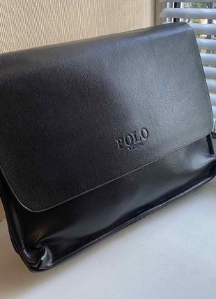 Мужской стильный деловой портфель polo, мужская офисная сумка для документов поло, коричневый8 фото