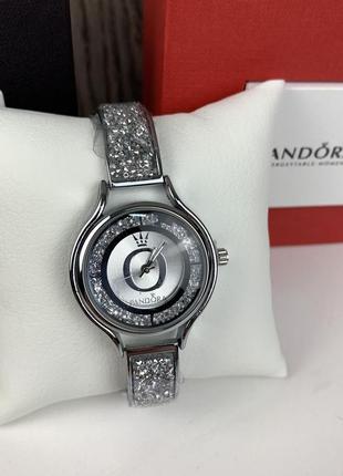 Стильные женские наручные часы pandora, качественные часы с камушками для девушки пандора8 фото
