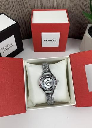 Стильные женские наручные часы pandora, качественные часы с камушками для девушки пандора7 фото