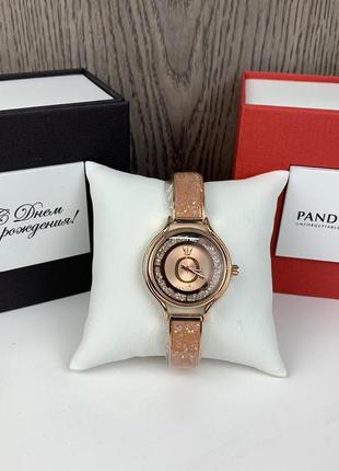 Стильные женские наручные часы pandora, качественные часы с камушками для девушки пандора3 фото