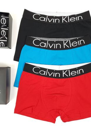 Чоловічі труси в коробці 3шт calvin klein. комплекти чоловічої білизни кельвін кляйн. чоловічі труси-боксери 3шт9 фото