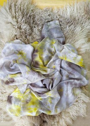 Большой платок натуральный шелк батик роуль / ошейный платок