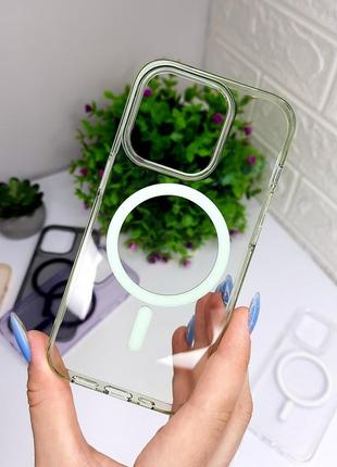 Чохол для iphone clear case magsafe green в топ якості