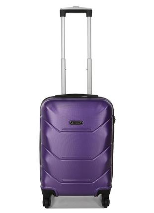 Пластиковый чемодан на 4 колесах дорожный madisson размер s ручная кладь четырехколесный чемодан фиолетовый2 фото