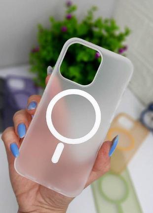 Чохол для iphone matte clear case magsafe white в топ якості1 фото