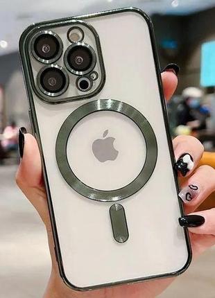 Чохол для iphone shinny case with magsafe dark green