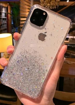 Блестящий чехол с серебряной фольгой iphone 11 pro max