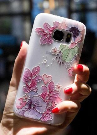 Силиконовый чехол с 3d цветы для iphone 5/5s/se2 фото