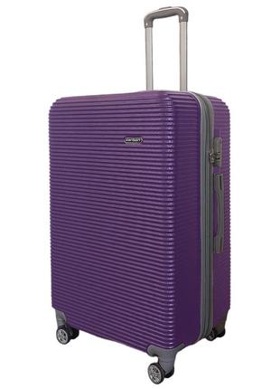 Дорожный большой крепкий чемодан на 4 колесах l carbon пластиковый чемодан четырехколесный цвет фиолетовый2 фото