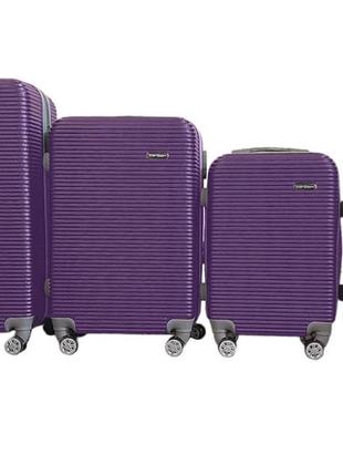 Дорожный большой крепкий чемодан на 4 колесах l carbon пластиковый чемодан четырехколесный цвет фиолетовый9 фото
