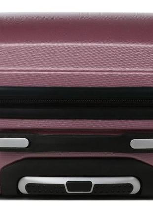 Дорожня велика якісна валіза на 4 колесах розмір l madisson жіноча валіза пластик рожеве золото чемодан5 фото