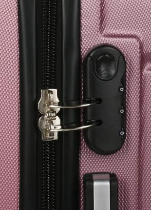 Дорожня велика якісна валіза на 4 колесах розмір l madisson жіноча валіза пластик рожеве золото чемодан8 фото