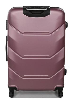 Дорожня велика якісна валіза на 4 колесах розмір l madisson жіноча валіза пластик рожеве золото чемодан3 фото