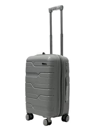 Небольшой дорожный чемодан полипропилен на 4 колесах размер s milano качественный серый чемодан ручная кладь2 фото