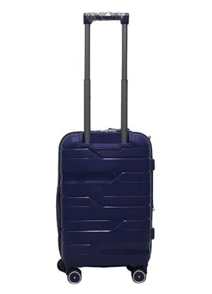 Небольшой дорожный чемодан полипропилен на 4 колесах размер s milano качественный синий чемодан ручная кладь3 фото