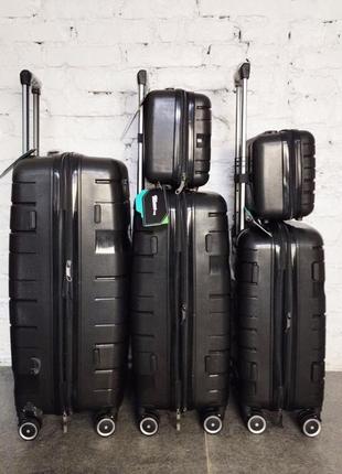 Небольшой дорожный чемодан полипропилен на 4 колесах размер s milano качественный синий чемодан ручная кладь9 фото