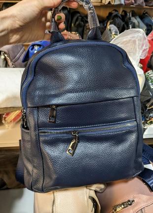 Рюкзак синий из натуральной кожи 👍👍1 фото