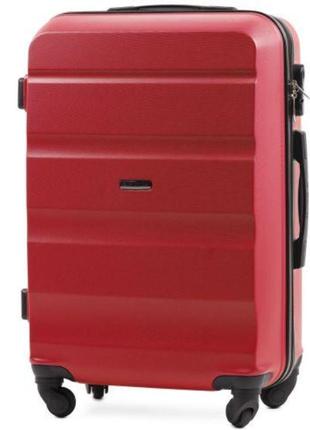 Пластикова валіза чотириколісна червона wings at01 розмір м середня валіза дорожня на коліщатках