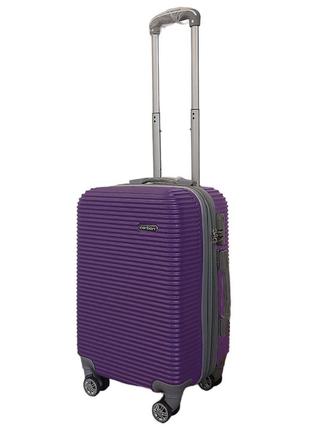 Пластиковый прочный чемодан дорожный на колесиках carbon 147 s цвет фиолетовый чемодан на 4 колесах маленький2 фото