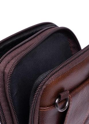 Сумка-барсетка на ремень брюк кожаная vintage 20352 коричневая10 фото
