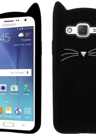 3d чохол для samsung galaxy j7(2015)/j700/j7 neo котик з вушками і вусиками