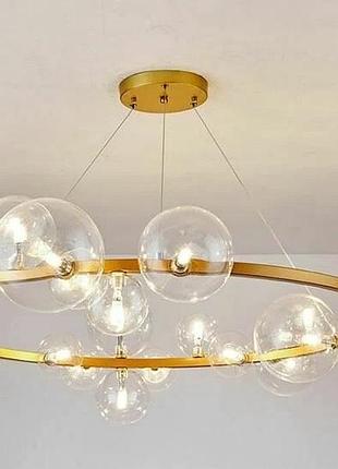 Люстра "молекула" с прозрачными шарами на 24 лампы золото yc2108-24gd