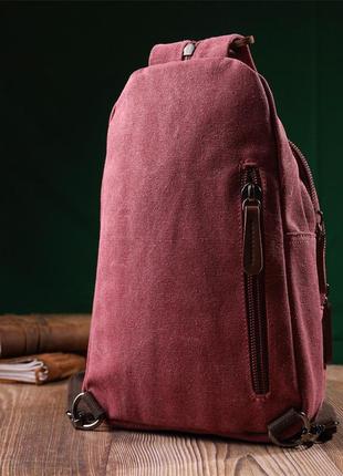 Мужская стильная сумка через плечо с уплотненной спинкой vintagе 22175 бордовый8 фото