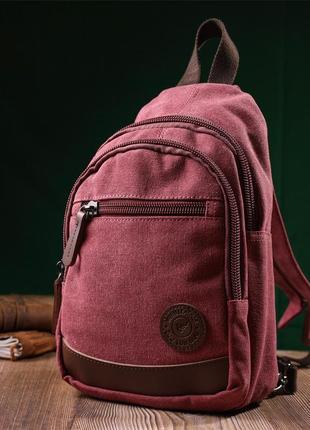 Мужская стильная сумка через плечо с уплотненной спинкой vintagе 22175 бордовый7 фото